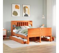 vidaXL Bookcase Bed without Mattress Wax Brown 150x200 cm King Solid Wood Pine
