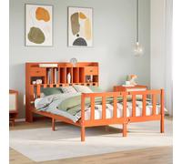 vidaXL Bookcase Bed without Mattress Wax Brown 150x200 cm King Solid Wood Pine