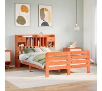 vidaXL Bookcase Bed without Mattress Wax Brown 160x200 cm Solid Wood Pine
