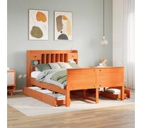 vidaXL Bookcase Bed without Mattress Wax Brown 160x200 cm Solid Wood Pine