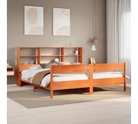 vidaXL Bookcase Bed without Mattress Wax Brown 180x200 cm Super King Solid Wood Pine
