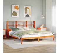 vidaXL Bookcase Bed without Mattress Wax Brown Super King Solid Wood Pine