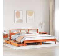 vidaXL Bookcase Bed without Mattress Wax Brown 180x200 cm Super King Solid Wood Pine