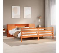 vidaXL Bookcase Bed without Mattress Wax Brown 200x200 cm Solid Wood Pine