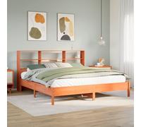 vidaXL Bookcase Bed without Mattress Bed Wax Brown 200x200cm Solid Wood Pine