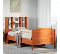 vidaXL Bookcase Bed without Mattress Wax Brown 75x190 cm Small Single Solid Wood Pine