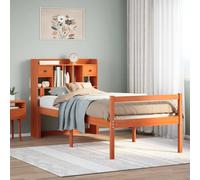 vidaXL Bookcase Bed without Mattress Wax Brown 75x190 cm Small Single Solid Wood Pine