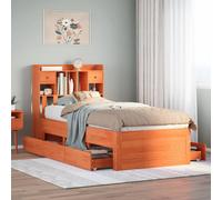 vidaXL Bookcase Bed without Mattress Wax Brown 75x190 cm Small Single Solid Wood Pine