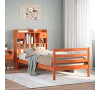 vidaXL Bookcase Bed without Mattress Wax Brown Small Single Solid Wood Pine