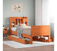 vidaXL Bookcase Bed without Mattress Wax Brown 75x190 cm Small Single Solid Wood Pine