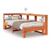 vidaXL Bookcase Bed without Mattress Wax Brown 75x190cm Solid Wood Pine bed