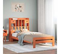 vidaXL Bookcase Bed without Mattress Wax Brown Small Single Solid Wood Pine