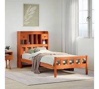 vidaXL Bookcase Bed without Mattress Wax Brown Small Single Solid Wood Pine