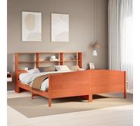 vidaXL Bookcase Bed without Mattress Wax Brown Super King Solid Wood Pine