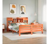 vidaXL Bookcase Bed without Mattress Wax Brown Super King Solid Wood Pine