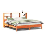 vidaXL Bookcase Bed without Mattress Wax Brown Super King Solid Wood Pine