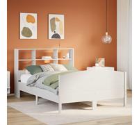 vidaXL Bookcase Bed without Mattress White 120x190 cm Small Double Solid Wood Pine