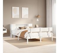 vidaXL Bookcase Bed without Mattress White 120x190 cm Small Double Solid Wood Pine