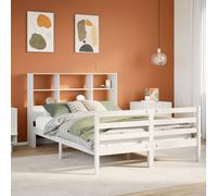 vidaXL Bookcase Bed without Mattress White 120x190 cm Small Double Solid Wood Pine