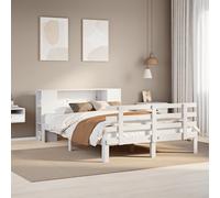 Bookcase Bed Solid Pinewood White 120x200 cm Storage Headboard Double & Shelves