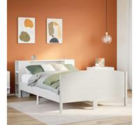 Bookcase Bed Solid Pinewood White 120x200 cm Slatted Base Storage with ShelvesUK