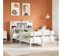 vidaXL Bookcase Bed without Mattress White 135x190 cm Double Solid Wood Pine