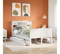vidaXL Bookcase Bed without Mattress White 135x190 cm Double Solid Wood Pine, White