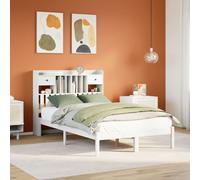 vidaXL Bookcase Bed without Mattress White 135x190 cm Double Solid Wood Pine