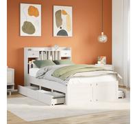 vidaXL Bookcase Bed without Mattress White 135x190 cm Double Solid Wood Pine