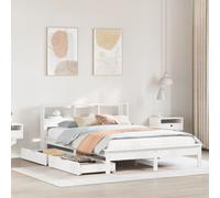 vidaXL Bookcase Bed Without Mattress White 140X200 cm Solid Wood Pine, White