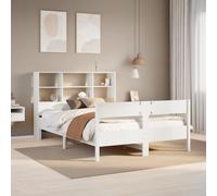 Bookcase Bed without Mattress Base White 140x200cm Solid Wood Pine vidaXL