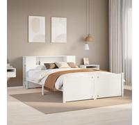 Bookcase Bed Solid Pine White 140x200cm Slatted Storage Headboard w/ Shelf Extra