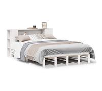 vidaXL Bookcase Bed Without Mattress White 150X200 cm King Size Solid Wood, White