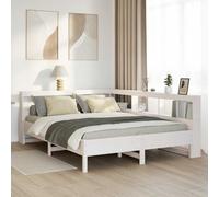 vidaXL Bookcase Bed without Mattress White 150x200 cm King Size Solid Wood Pine