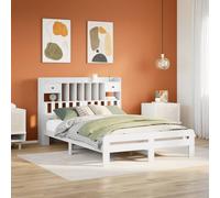 vidaXL Bookcase Bed without Mattress White 150x200 cm King Size Solid Wood Pine