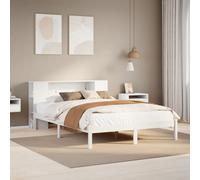 vidaXL Bookcase Bed without Mattress White 150x200 cm King Size Solid Wood Pine