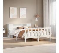 vidaXL Bookcase Bed without Mattress Bed Base White King Size Solid Wood Pine