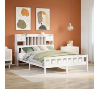 vidaXL Bookcase Bed without Mattress White 150x200 cm King Size Solid Wood Pine