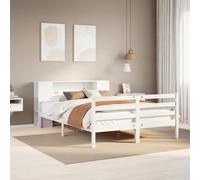 vidaXL Bookcase Bed without Mattress White 150x200 cm King Solid Wood Pine