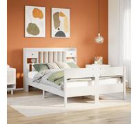 vidaXL Bookcase Bed Without Mattress White 150X200cm King Size Solid Wood Pine, White