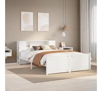 (white, 160 x 200 cm) vidaXL Bookcase Bed without Mattress Bed Base White 160x200cm Solid Wood Pine