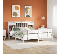 vidaXL Bookcase Bed without Mattress Bed White Super King Solid Wood Pine