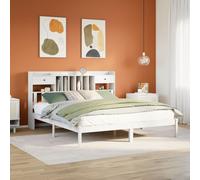 vidaXL Bookcase Bed without Mattress White 180x200 cm Super King Solid Wood Pine
