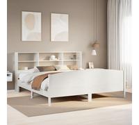 vidaXL Bookcase Bed without Mattress Bed White Super King Solid Wood Pine