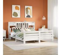 vidaXL Bookcase Bed without Mattress White 180x200 cm Super King Solid Wood Pine