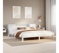vidaXL Bookcase Bed without Mattress White 200x200cm Solid Wood Pine