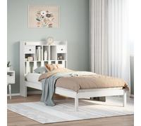 Bookcase Bed Solid Pinewood White 75x190cm Small Single with Drawer and Shelves