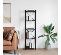 Bookshelf Black Oak 40x30x155cm Engineered Wood Tiered Industrial Freestanding .