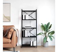 Bookshelf Black Oak 60x30x155cm Engineered Wood Tiered Industrial Shelving Urban