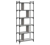 (grey sonoma, 76 x 32 x 192 cm) vidaXL Bookcase Office 6-Tier Book Shelf Rack Storage Cabinet Engineered Wood